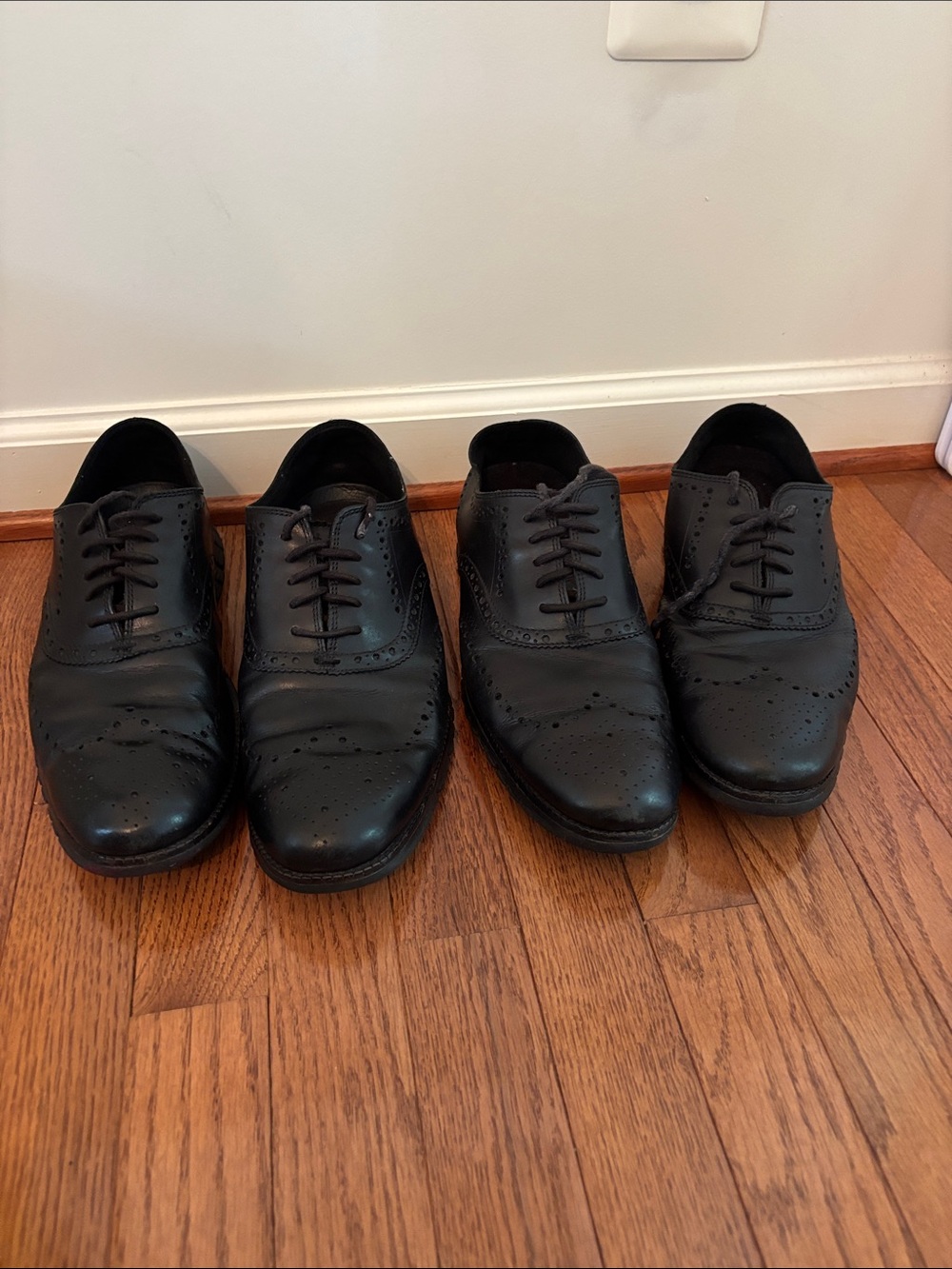 Cole Haan Black Leather Wingtip Derby Shoes - Pair